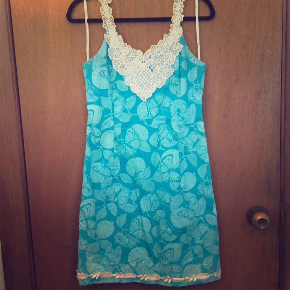 Lilly Pulitzer Vintage Blue White Lace Sundress